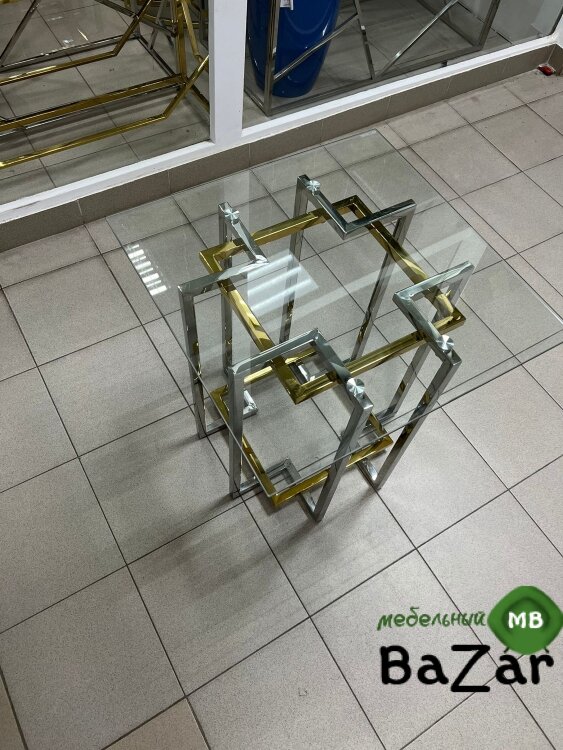 Стол журнальный CS-1039-1 стекло/хром Gold/Platina