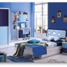 MK-4600-BL. Кровать детская Bambino 1.2x2 м с двумя ящиками (216х128х98), МДФ, цвет: Синий-белый