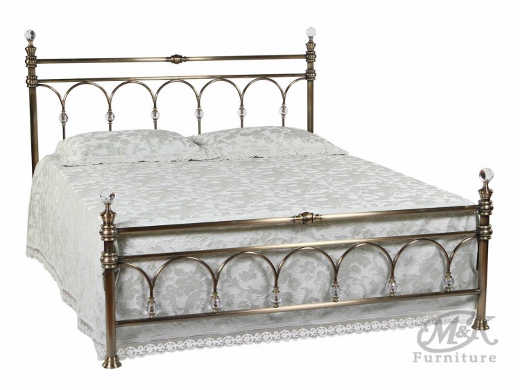 Кровать 9801 L - 140х200 см, цвет: Antique brass - Античная медь - с КРИСТАЛЛАМИ