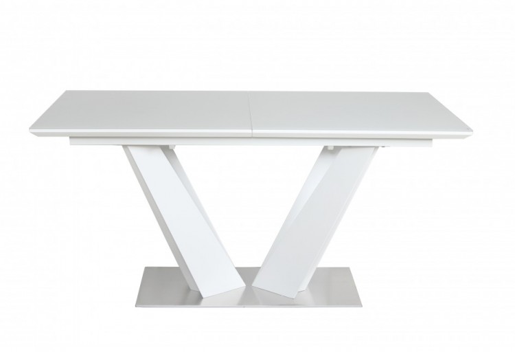 Стол обеденный ATLANT (1600-2100x900x760) SUPER WHITE (экстра белое сатин стекло)