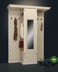 Шкаф для одежды с зеркалом и бра, с 2-мя вешалками (без банкеток) Б5.13 беж