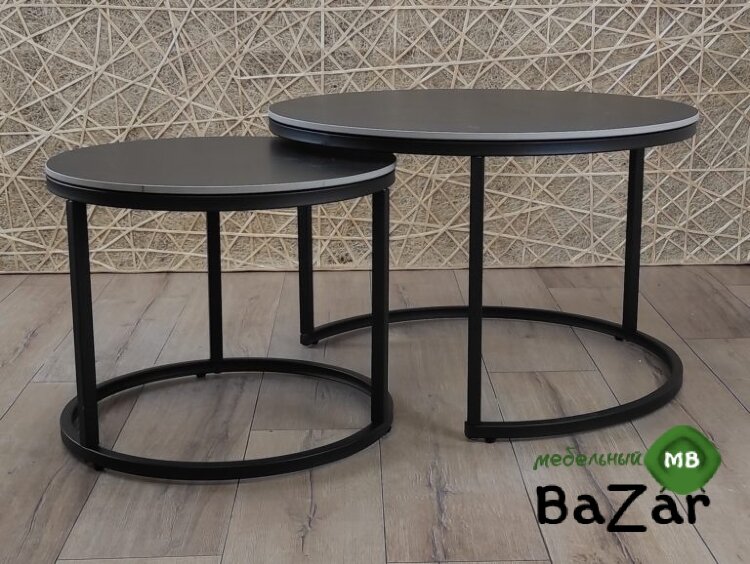 Комплект столов журнальных FABIO керамика черная 2шт.