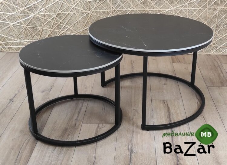 Комплект столов журнальных FABIO керамика черная 2шт.