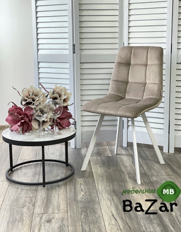 Стул CHILLI SQUARE G108-10 светлый кварц/ белый каркас, велюр