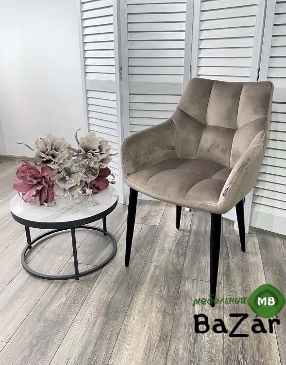 Стул HECTOR BLUVEL-40 BEIGE, велюр/ черный каркас