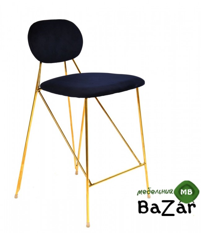 Стул Элис полубарный, вельвет, темно-синий