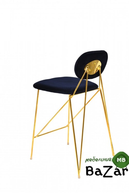 Стул Элис полубарный, вельвет, темно-синий