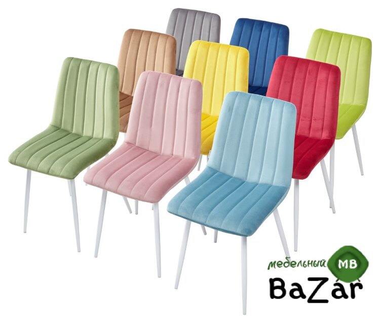 Стул DUBLIN G062-49 синий, велюр /  белый каркас