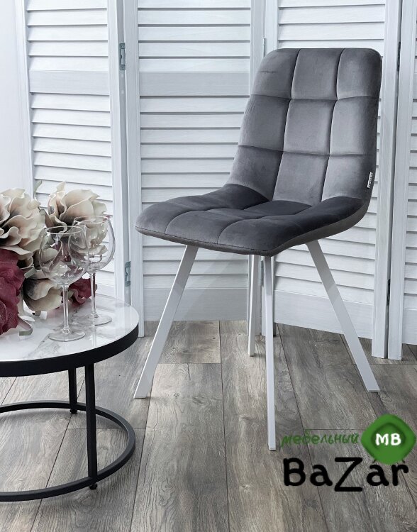 Стул CHILLI SQUARE G108-12 антрацит/ белый каркас, велюр