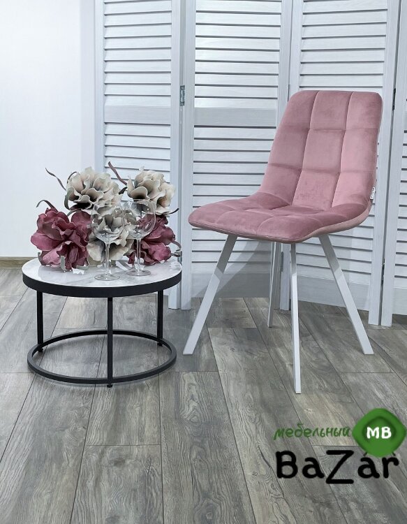 Стул CHILLI SQUARE G108-15 пепел розы/ белый каркас, велюр