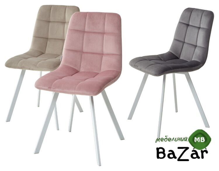 Стул CHILLI SQUARE G108-15 пепел розы/ белый каркас, велюр