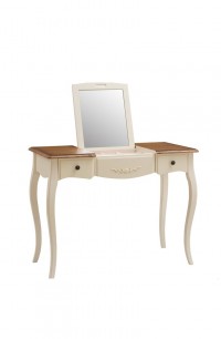 MK-5032-AWB. Столик туалетный с зеркалом "Florence" (100х49х77 см), DRESSING TABLE WITH MIRROW, цвет: Молочный+Итал.орех