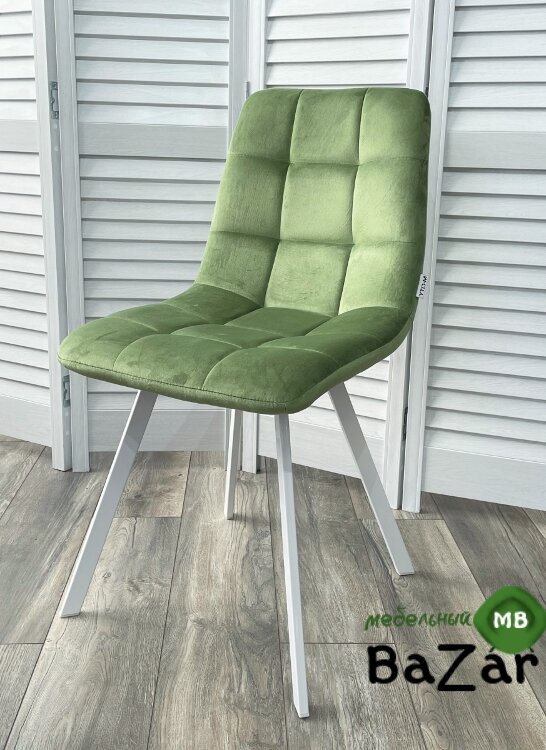 Стул CHILLI SQUARE G108-27 террариумный мох/ белый каркас, велюр Стул CHILLI SQUARE G108-27 террариумный мох/ белый каркас, велюр