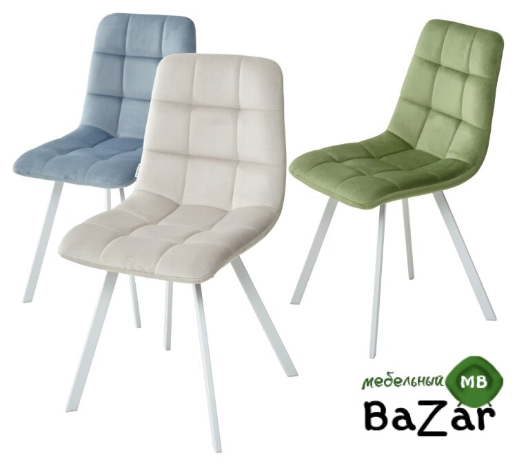 Стул CHILLI SQUARE G108-27 террариумный мох/ белый каркас, велюр Стул CHILLI SQUARE G108-27 террариумный мох/ белый каркас, велюр