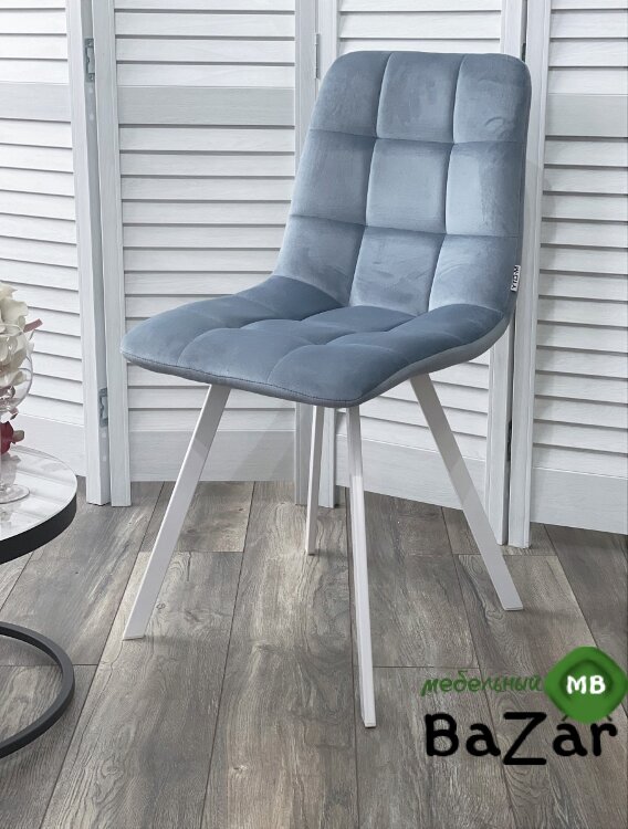 Стул CHILLI SQUARE G108-56 пудровый синий/ белый каркас, велюр Стул CHILLI SQUARE G108-56 пудровый синий/ белый каркас, велюр