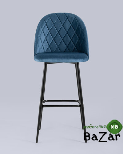 Стул барный Марсель велюр пыльно-синий