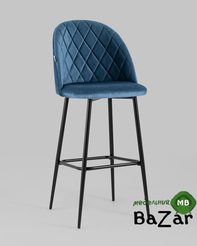 Стул барный Марсель велюр пыльно-синий
