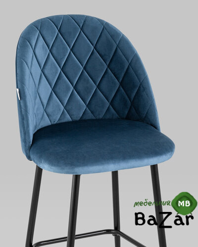Стул барный Марсель велюр пыльно-синий