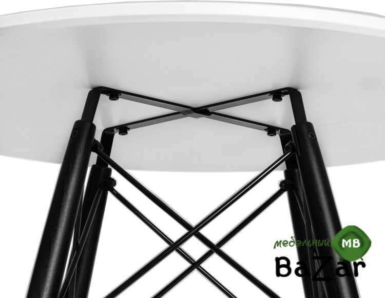 Стол обеденный CHELSEA`80 BLACK (столешница белая, основание черное)