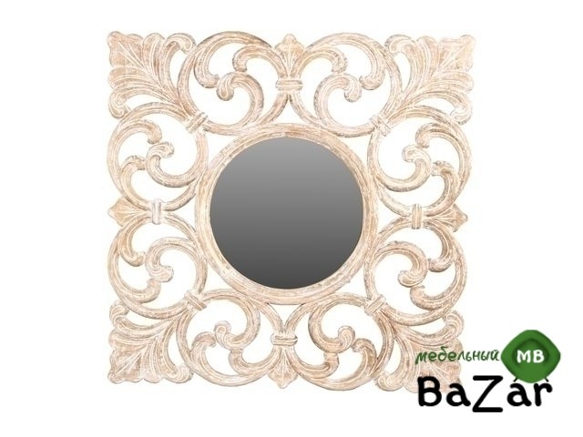 Mirror Carved Зеркало MK-3206-CE 100*100*3,5 см (Цвет: Ceruse - Античный бежевый)