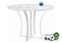 Стеклянный стол Нейтон белый мрамор / белый