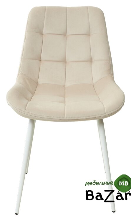 Стул ХОФМАН, цвет H-06 Бежевый, велюр / белый каркас Стул ХОФМАН, цвет H-06 Бежевый, велюр / белый каркас