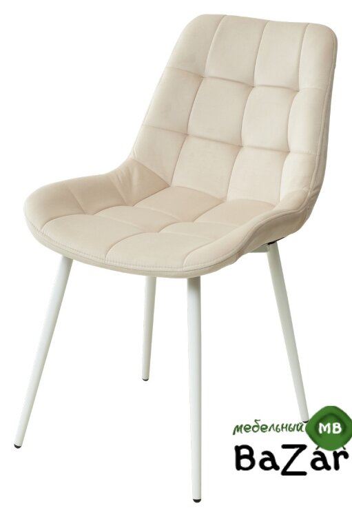 Стул ХОФМАН, цвет H-06 Бежевый, велюр / белый каркас Стул ХОФМАН, цвет H-06 Бежевый, велюр / белый каркас