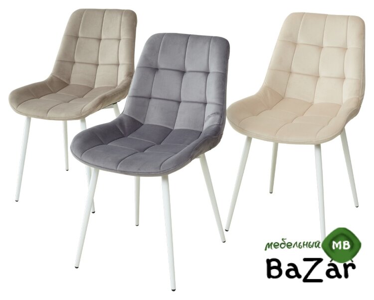 Стул ХОФМАН, цвет H-06 Бежевый, велюр / белый каркас Стул ХОФМАН, цвет H-06 Бежевый, велюр / белый каркас