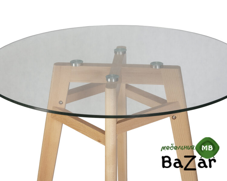 Стол обеденный HENRY`90 GLASS (столешница стекло, деревянное основание)