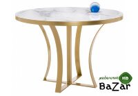 Стеклянный стол Нейтон белый мрамор / золото