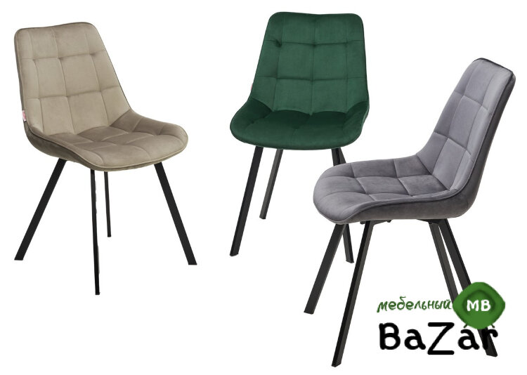 Стул ONION G062-40 серый, велюр/ черный каркас