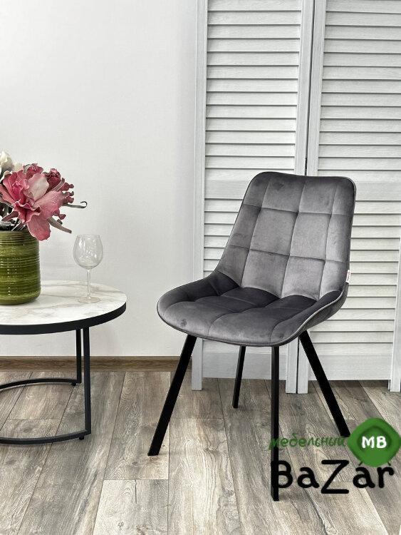 Стул ONION G062-40 серый, велюр/ черный каркас