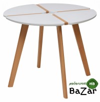 Стол JASMINE D90 белый/массив бука