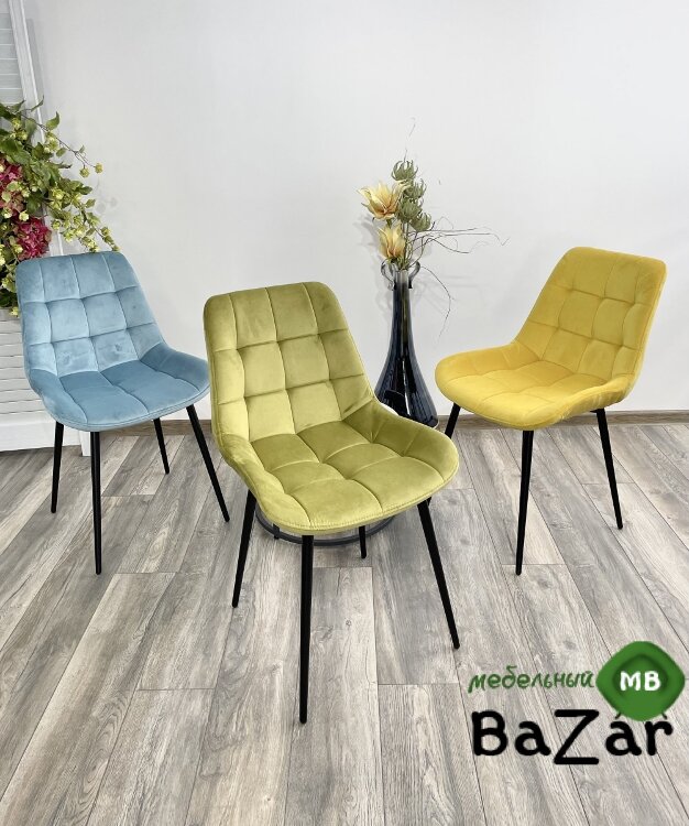 Стул ХОФМАН, цвет желтый #H19, велюр / черный каркас Стул ХОФМАН, цвет желтый #H19, велюр / черный каркас