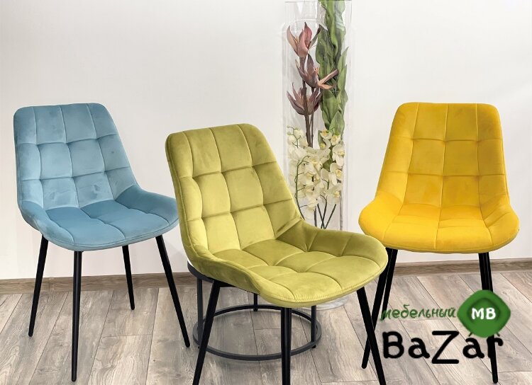 Стул ХОФМАН, цвет желтый #H19, велюр / черный каркас Стул ХОФМАН, цвет желтый #H19, велюр / черный каркас