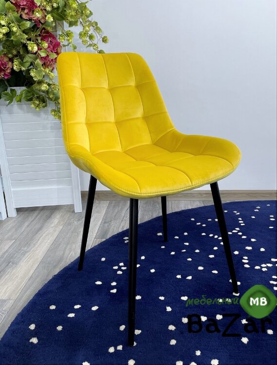 Стул ХОФМАН, цвет желтый #H19, велюр / черный каркас Стул ХОФМАН, цвет желтый #H19, велюр / черный каркас