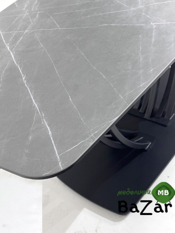 Стол MATERA 160 KL-136 Серый мрамор матовый, итальянская керамика/ черный каркас