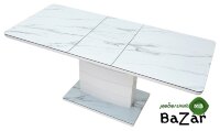 Стол ALTA GREY-WHITE MARBLE/ WHITE глазурованное стекло