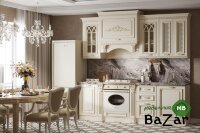 Кухонный гарнитур "Монако" прямой 2,40 крем, золото (А)