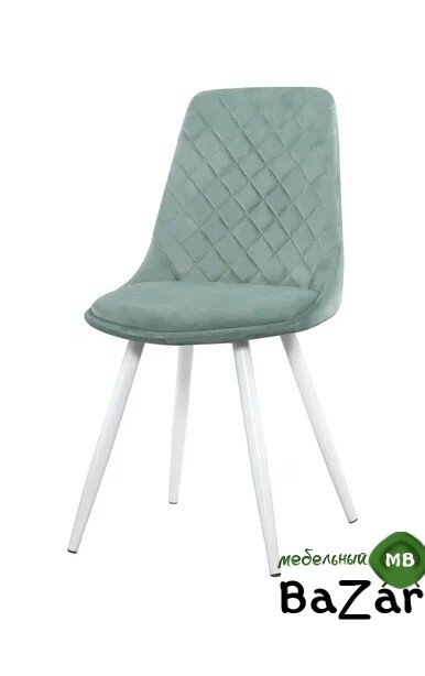 Стул DC4048-1 белый, велюр мятный light green