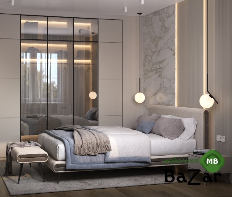  Гостиная и  Спальня модульная «Бланкет» (МДФ, Эмаль Сатин) 