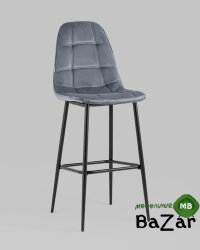 Стул барный Тейлор велюр серый