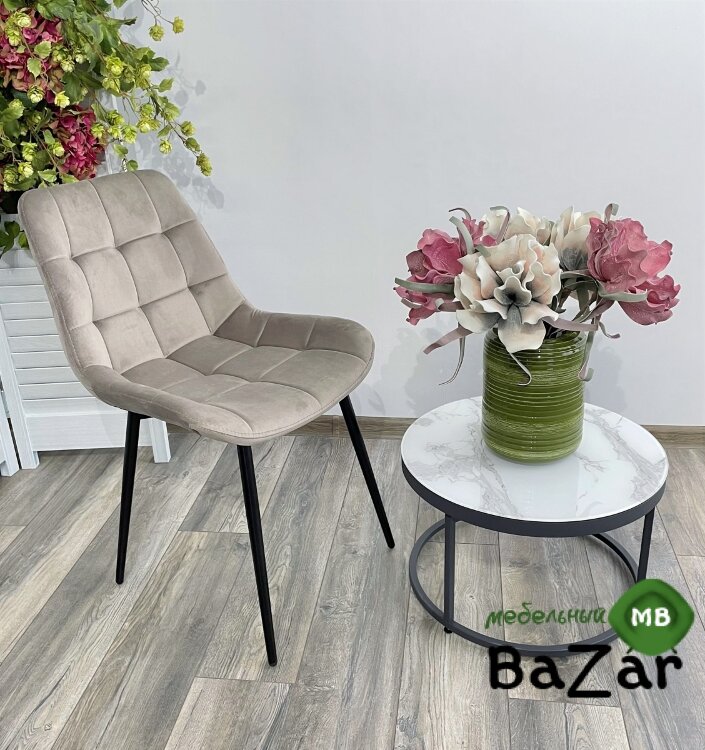 Стул ХОФМАН, цвет светло-коричневый #H61, велюр / черный каркас Стул ХОФМАН, цвет светло-коричневый #H61, велюр / черный каркас