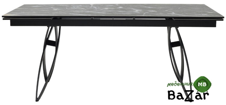 Стол PALERMO 180 TL-128 Испанская керамика черный контрастный мрамор / черный каркас