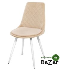 Стул DC4048-1 белый, велюр светло-бежевый light beige