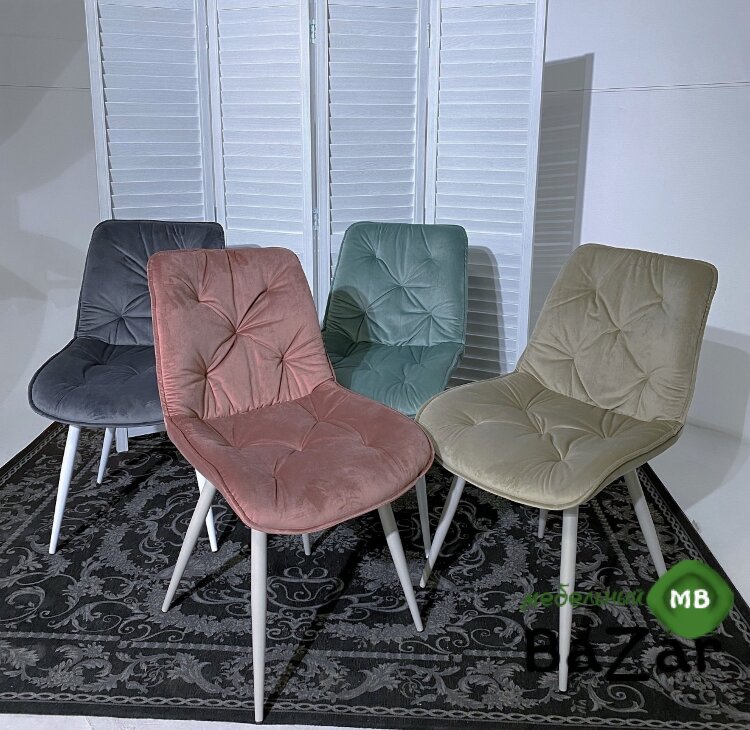 Стул MONACO UF910-15 LIGHT GREEN, велюр/белый каркас