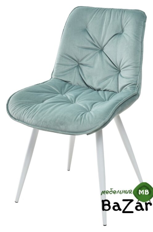 Стул MONACO UF910-15 LIGHT GREEN, велюр/белый каркас