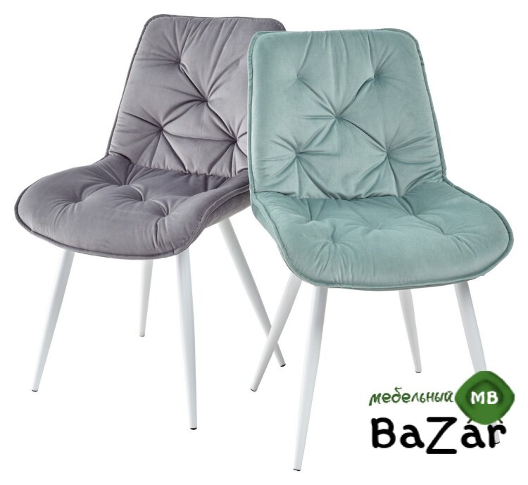 Стул MONACO UF910-15 LIGHT GREEN, велюр/белый каркас