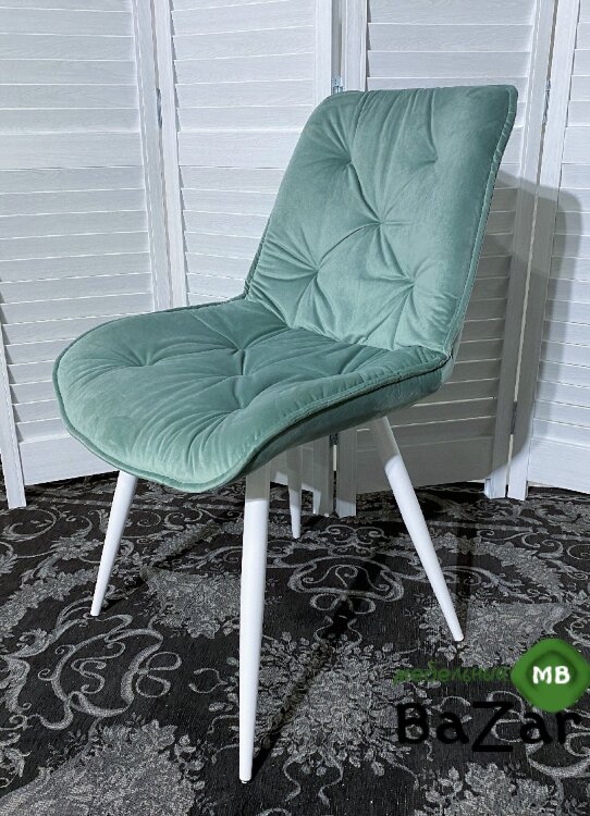 Стул MONACO UF910-15 LIGHT GREEN, велюр/белый каркас