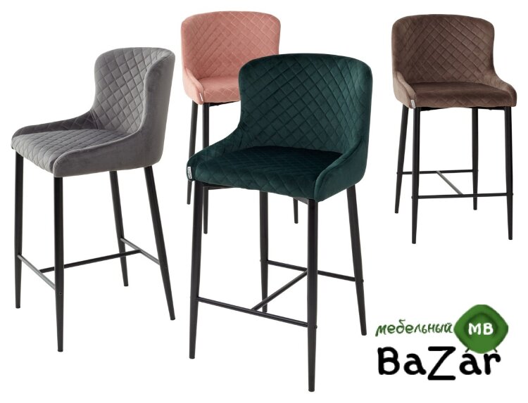 Полубарный стул ARTEMIS BLUVEL-78 GREEN (H=65cm), велюр